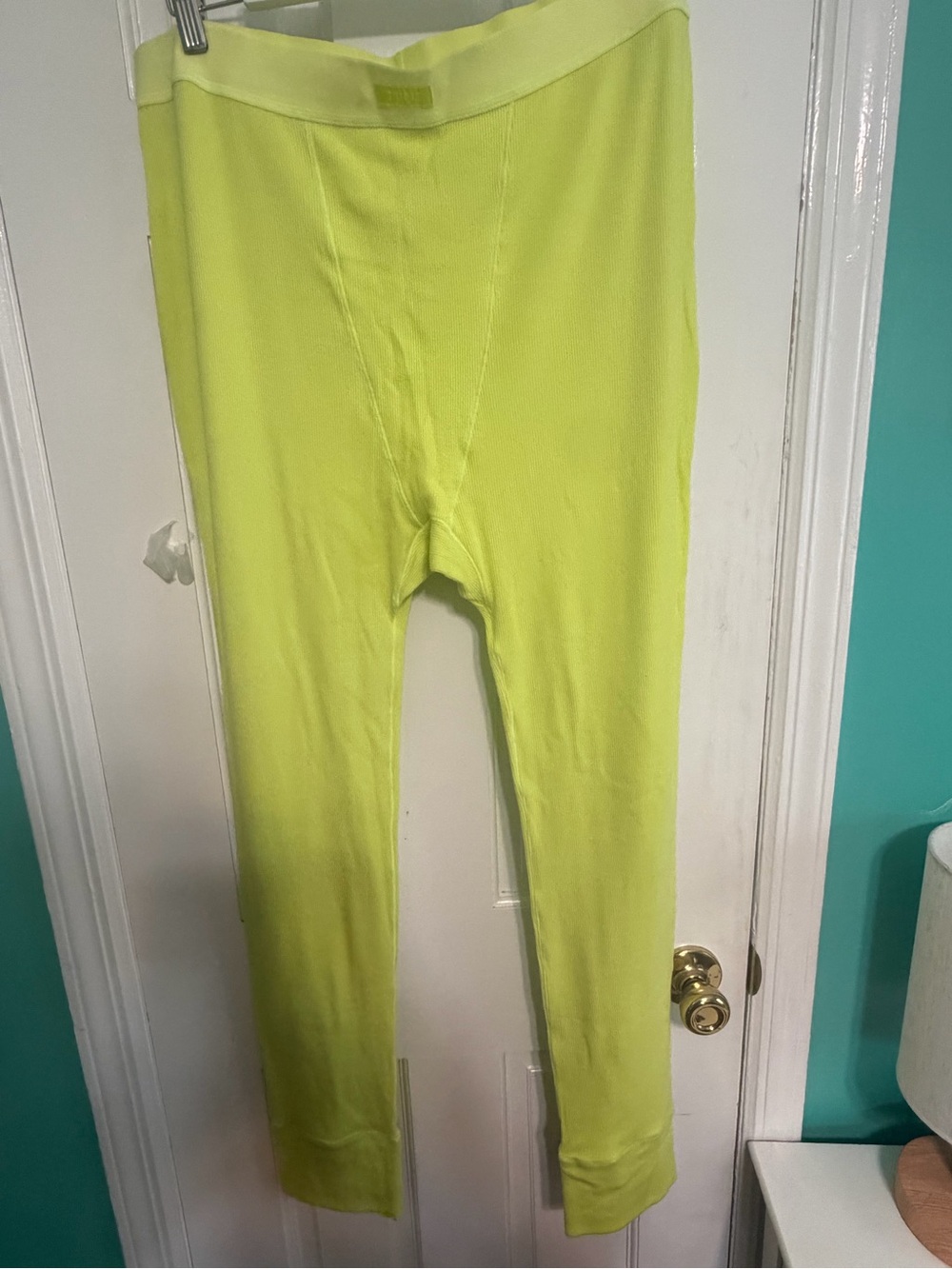 SKIMS Stretch Cotton Rib Lounge Legging Highlighter Yellow, Size 2XL, NWOT, $30